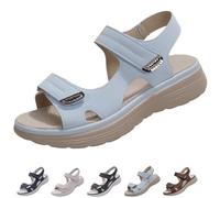 Générique Wide Fit Sandal for Women Open Toe Ankle Strap Sandals Comfortable Walking Low Heel Slip On (Sky Blue,38)