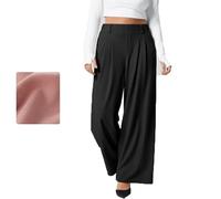 Générique Wide Leg Waffle Work Pants, High Waisted Plicated Side Pocket Wide Leg Waffle Work Pants Women with Pockets (Black,Large)