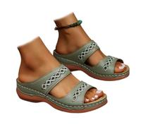 Générique Wide Width Orthopedic Sandals for Women Dressy Boho Slip-On Platform,Open Toe Summer Beach Shoes - Comfort Flat Sandals for Walking,Outdoor & Casual Wear 2026 (Green,39)