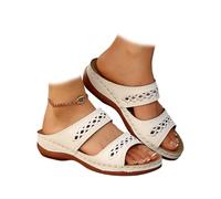 Générique Wide Width Orthopedic Sandals for Women Dressy Boho Slip-On Platform,Open Toe Summer Beach Shoes - Comfort Flat Sandals for Walking,Outdoor & Casual Wear 2026 (White,41)