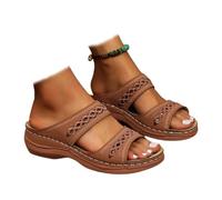 Générique Wide Width Orthopedic Sandals for Women Dressy Boho Slip-On Platform,Open Toe Summer Beach Shoes - Comfort Flat Sandals for Walking,Outdoor & Casual Wear 2026 (Brown,36)