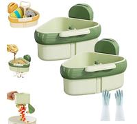Générique Wideous - Curetoaway Suction Cup Sink Corner Rack, Food Waste Catcher for Sink with Fine Mesh Drain Hole, Press Automatic Dumping Food Wastebaskets, for Kitchen Bathroom (Green*2)