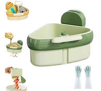 Générique Wideous - Curetoaway Suction Cup Sink Corner Rack, Food Waste Catcher for Sink with Fine Mesh Drain Hole, Press Automatic Dumping Food Wastebaskets, for Kitchen Bathroom (Green)