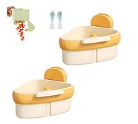Générique Wideous Curetoaway Suction Cup Sink Corner Rack - Triangular Basket Shelf with Drain Hole, Removable Plastic Sink Storage Holder for Kitchen Or Bathroom (Beige*2)