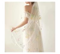 Générique Wild Flowers Floral Bridal Veil - Cathedral Length Embroidered Tulle with Comb for Brides