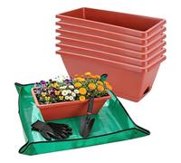 Générique Window Flower Boxes Outdoor - 7 Pieces 16.5in Large Planting Containers | Rectangle Planter Boxes Outdoor | for Indoor Outdoors Windowsill Garden Balcony Patio Porch Backyard