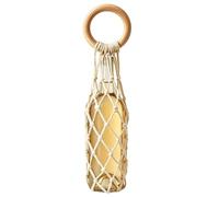 Générique Wine Bag Tote | Woven Drink Bottle Carrier with Wood Handle | Woven Drink Bottle Carrier with Wood Handle - 19.6in Cotton Rope Bohemian Beverage Travel Pouch for Picnics and Parties