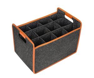 Générique Wine Carrier - Twelve Bottle Felt Case, Portable Liquor Storage Box, Removable Internal Divider Grid, Comfort Handle Grip Travel Tote, Picnic Camping Kitchen Accessory, Large Grey Bag