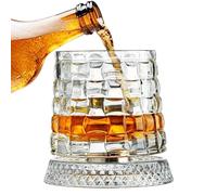 Générique Wine Glasses - 360 Degree Rotating Base Drinkware, Clear Old Fashion Tumblers, Elegant Whiskey Beverage Cups Featuring Smooth Swivel Bottom Design For Men Dad Father Husband Drinking Party