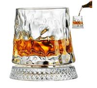 Générique Wine Glasses Set - 360 Degree Rotating Base Clear Drinkware | Old Fashion Glasses | Dishwasher For Men Dad Father Husband Drinking Party Christmas Birthday Holiday