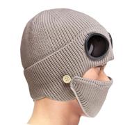 Générique Winter Beanie Hat, Warm Knitted Cap, Windproof Face Cover with Built in Goggles, Soft Cold Weather Headwear, Outdoor Gear with Thermal Lining, Accessories for Men and Women