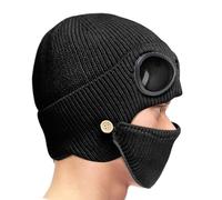 Générique Winter Beanie Hat, Warm Knitted Cap, Windproof Face Cover with Built in Goggles, Soft Cold Weather Headwear, Outdoor Gear with Thermal Lining, Accessories for Men and Women