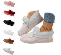 Générique Winter Boots for Women 2025 Fur Lined Ankle Booties Slip On Snow Boots Slip on Warm Comfortable Fur Lined Ankle Booties platform slip ons (Gray,37)