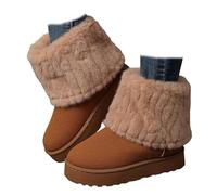 Générique Winter Boots for Women Faux Fur Ankle Snow Boots - Slip On Chunky Sole Round Toe Suede Booties, Non-Slip Casual Shoes (Brown,37)