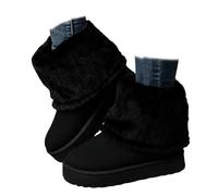 Générique Winter Boots for Women Faux Fur Ankle Snow Boots - Slip On Chunky Sole Round Toe Suede Booties, Non-Slip Casual Shoes (Black,38)