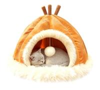 Générique Winter Cat Bed - Warm Plush Removable Washable Cushion, Comfortable Cat House and Dog Nest for Napping Resting Playing, Soft Pet Bed for Living Room Bedroom Garage, 13.78x13.78x13.39 inches