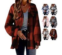 Générique Winter Coats for Women 2025 Warm Fuzzy Fleece Zip Up Plaid Hooded Jacket Casual Comfort Long Sleeve Fluffy Hoodie (burgundy, 2XL)
