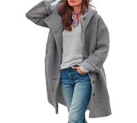 Générique Winter Coats for Women Long Wool Pea Coats, peacoat womens coat with hood, Single-breasted multicolor hooded casual coat (Gray,3TG)