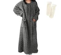 Générique Winter Coral Velvet Nightgown Home Clothes, Winter Coral Velvet Home Clothes, Winters Homes Wear Robe Nightdress (Charcoal Gray)