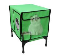 Générique Winter Feral Cat Shelter - Elevated Outdoor Cat House, Sturdy Metal Structure with Insulated Design Pet Sleeping Accessory with Protective Cover for Garden Balcony Barn Porch Yard