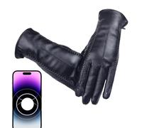 Générique Winter Glove - PU Leather Touchscreen Glove for Women, Windproof and Anti Slip Design | Warm Hand Gloves with Pocket and Stylish Driving Accessory for Biking, Riding, Hiking, Daily Use