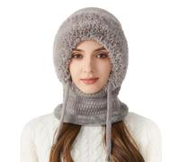 Générique Winter Hat Face Cover, Windproof Knitted Thermal Beanie Set, Adjustable Warm Full Coverage Headwear for Men Women Hiking Skiing Cycling Camping Commuting Outdoor Cold Weather Gear