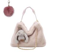 Générique Winter Plush Purse Tote Bags for Women, Faux Fur Soft Cute Top Handle Handbags, Large Capacity Trendy Hobo Shoulder Bags