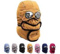 Générique Winter Thermal Hat with Glasses, Winter Thermal Hat with Glasses Winter Pilot, Detachable, for Outdoor Warmth (Yellow)