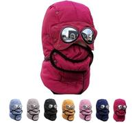 Générique Winter Thermal Hat with Glasses, Winter Thermal Hat with Glasses Winter Pilot, Detachable, for Outdoor Warmth (Red)