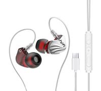 Générique Wired Type C Headphones - 120cm TPE Ear Hook Earbuds | 14.2mm Driver Bass Stereo USB C Earphones, Noise Cancelling Digital Headset with Volume Control Mute Function for Phone Laptop