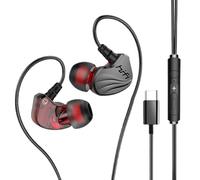 Générique Wired Type C Headphones - 120cm TPE Ear Hook Earbuds | 14.2mm Driver Bass Stereo USB C Earphones, Noise Cancelling Digital Headset with Volume Control Mute Function for Phone Laptop
