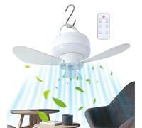 Générique Wireless Ceiling Fan - 4.33 Inches 1800mAh Battery Powered Fan With Light, Remote Control 3 Speed Portable Fans | Camping Tent Ceiling Fans For RV Patio Garage Balcony Shed Outdoor Use