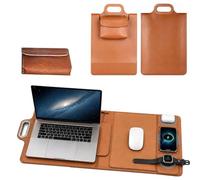Générique Wireless Charging Laptop Bag with Built-In Multi-device Charger | 17.3 In Wireless Charging Laptop Bag for Commuters Remote Workers (Brown,2 in 1)