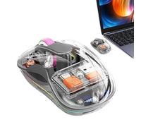 Générique Wireless Computer Control with Lights - Transparent Tri-Mode Computer Control Rechargeable,Working Learning Game Playing Çomputer Çontrol with Silent Click for Study Room, Dormitory