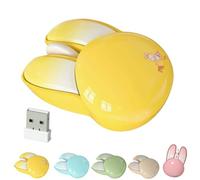 Générique Wireless Mouse - Cute Rabbit Computer Mouse, Quiet, Little Funny Less Noise | Ideal for Laptop, Office, Study, Home Gift, Daily (Jaune)