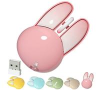 Générique Wireless Mouse - Cute Rabbit Computer Mouse, Quiet, Little Funny Less Noise | Ideal for Laptop, Office, Study, Home Gift, Daily (Rose)