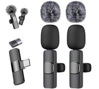 Générique Wireless Noise-Reducing Mic Set,2 Pack Mini Lavalier Microphone for iPhone,iPad,Android Phone,Lapel Mic Plug and Play,Long Battery Life & Easy to Carry,for Video Recording Interview Vlog