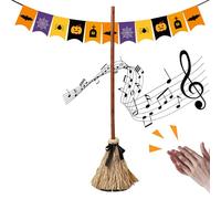 Générique Witch Broom, Light-Up Moving Prop, Animated Halloween Decoration, Motion-Activated Spooky Sounds, 43.31x9.84 inches, Ideal for Indoor Porch Party Accessory Holiday Haunted House Use