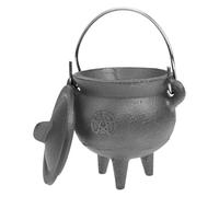 Générique Witch Cauldron Halloween Cast Iron Kettle Black Candy Bowl Lid Handle Prop Pot Bucket Theme Decoration Party Display Item Ornament | Ideal For Trick Treat Events Haunted House Setup