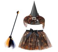 Générique Witch Costume with Accessories Including Broom, Hat, and Sleeves | Fun and Festive for Children | Ideal for Halloween Parties, School Events,Dress-U, Cosplay Outfits Kit Elasti