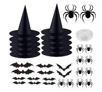 Générique Witch Hat Decor, Halloween Wizard Hat Costume, Hanging Witch, Includes Fun Stickers with 164ft String for Haunted House, Halloween Indoor Outdoor Use, 15.35x14.17x7.48 Inches