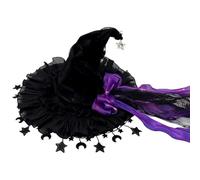 Générique Witch Hat Halloween | Gothic Lace Bow Wide Brim Cosplay Costume