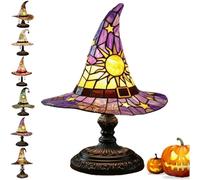 Générique Witch Hat Lamps,Wizard Hat Shape Spooky Fun Light,Handmade Colour Witch Hats Night Lights,for Indoor Party Haunted Mansion Halloween Decoration