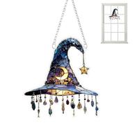 Générique Witch Hat Ornament, 2D Acrylic Halloween Tree Hanging Decor, 7.87x7.87x0.08 inches Spooky Window and Door Decoration Set for Porch, Fireplace, Garden, Indoor, Outdoor, Car, Patio, Balcony