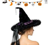 Générique Witch Hat - Role-Play Costume, Festive Accent For Halloween | 50x39cm Size | Handmade Velvet Cosplay Outfit | Lightweight Portable Design For Halloween, Christmas, Stage, Medieval