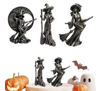 Générique Witch Statue, Resin Witches Statue with Broom, Halloween Decorative Garden Sculptures for Bedroom, Kitchen, Desk, Home, Parties, Offices, Bookshelves, Men and Women Holiday Décor