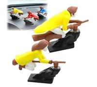 Générique Wizard Broomstick Dashboard Drift Ornaments, Broomstick Dashboard Ornament, Fantasy Car Decoration, Motion-Activated Drifting Car Decor, for Cars Enthusiast (2Pcs,Yellow)