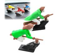 Générique Wizard Broomstick Dashboard Drift Ornaments, Broomstick Dashboard Ornament, Fantasy Car Decoration, Motion-Activated Drifting Car Decor, for Cars Enthusiast (2Pcs,Green)
