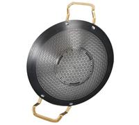 Générique Wok Antiadhésif 24 CM en Acier Inoxydable Double Poignée Marmite Épaisse Noire à Nid D’Abeille Casserole Polyvalente pour Cuisson Maison Camping et Plats Mijotés