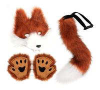 Générique Wolf Costume Set | Faux Leather Tail 50cm 25x27cm Paw Gloves 20x20cm 340g Lightweight | Realistic Animal Cosplay Accessories For Women | Halloween Masquerade Christmas Party Gift